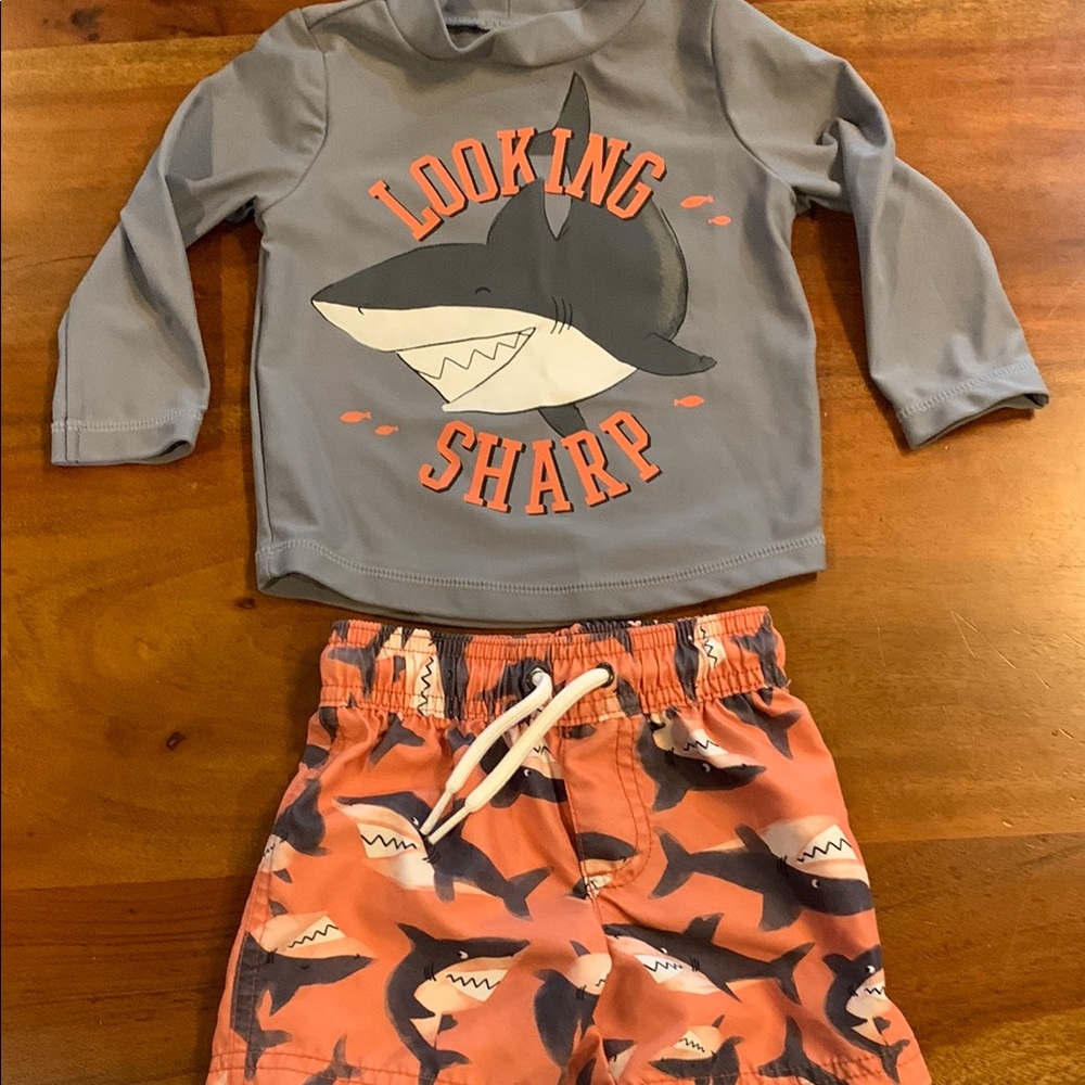 Shark Graphic Swim Set for Kids 9 months